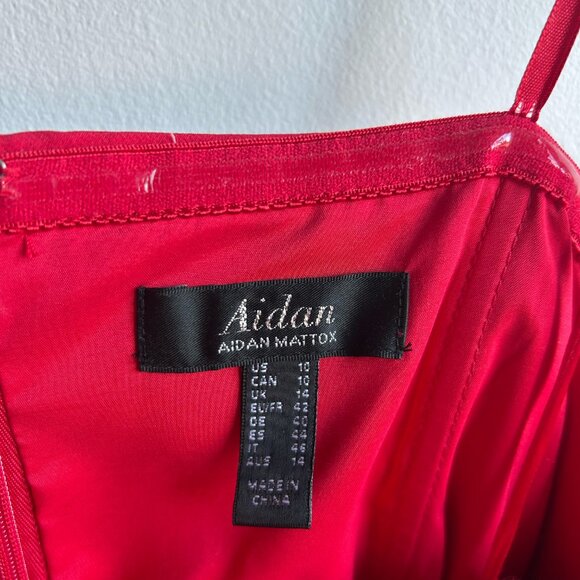 Strapless Aidan Mattox Red and Pink pleated Dress - Picture 7 of 7